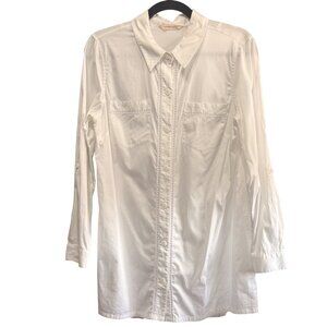 Soft Surroundings White ButtonTunic Shirt Size S Long Sleeve Tailored Fit